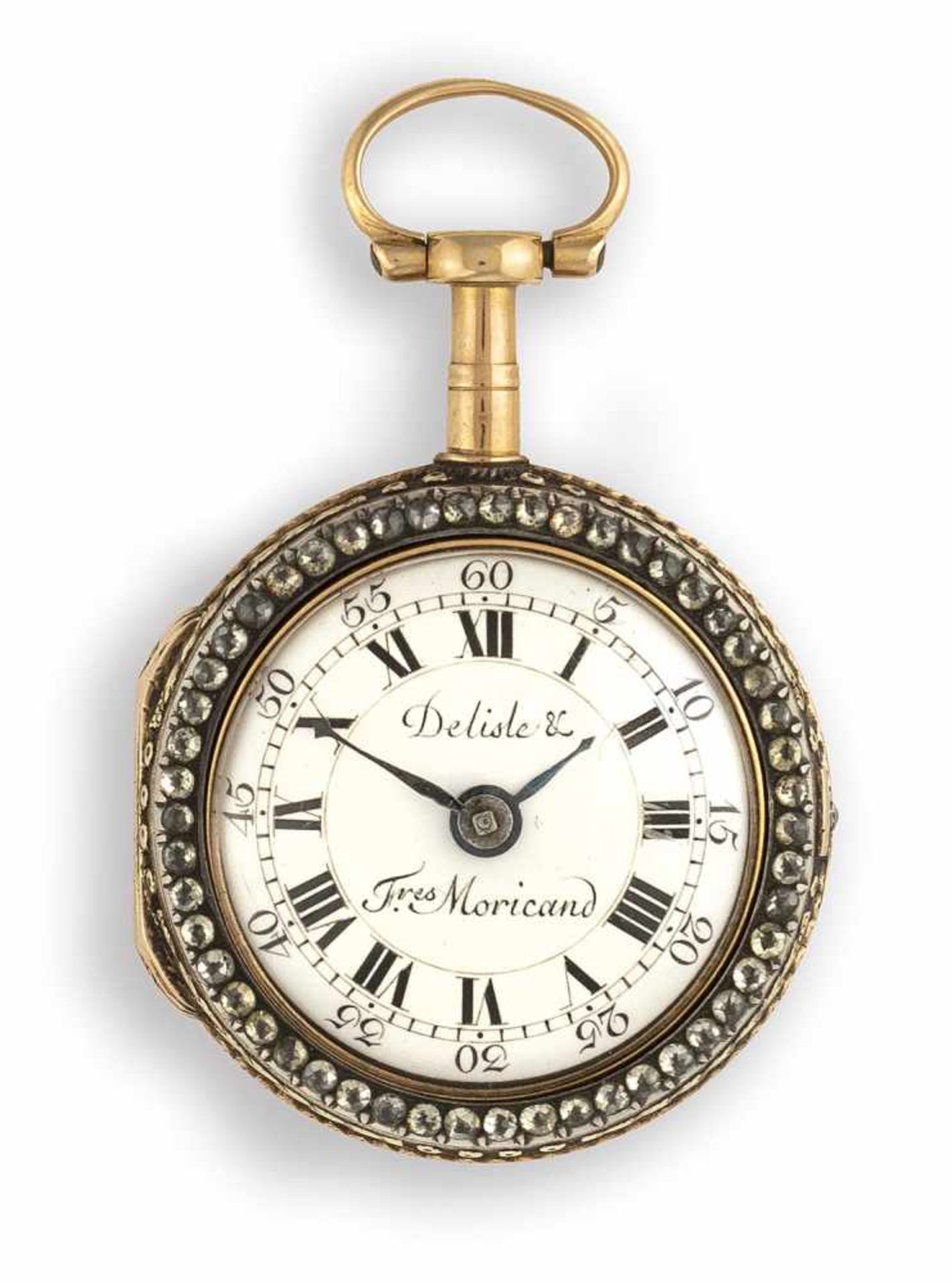 A fine gold ladies watch, signed Delisle & Freres Moricand, Geneva, 19th ct. Enamel decorated