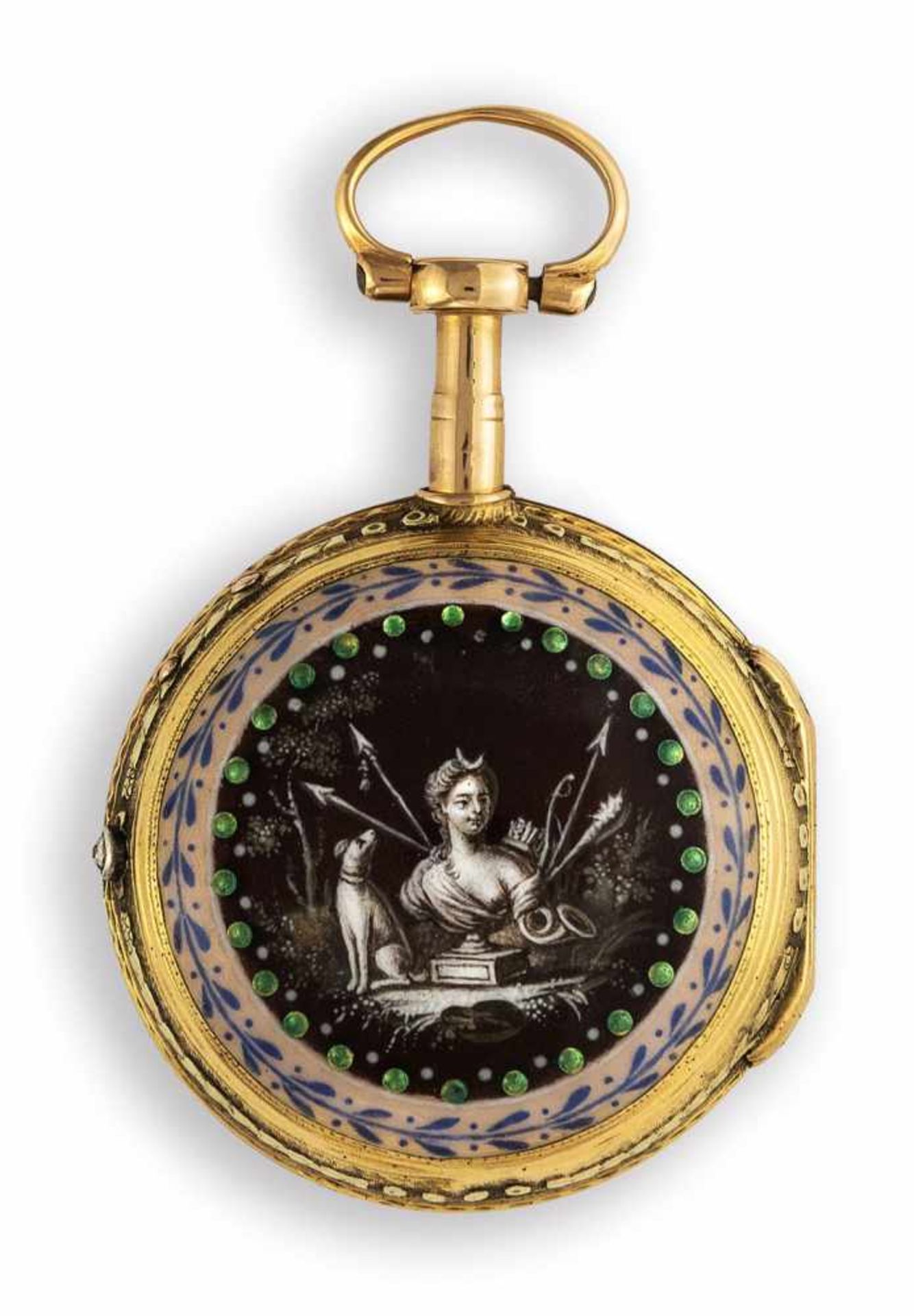 A fine gold ladies watch, signed Delisle & Freres Moricand, Geneva, 19th ct. Enamel decorated - Image 2 of 3