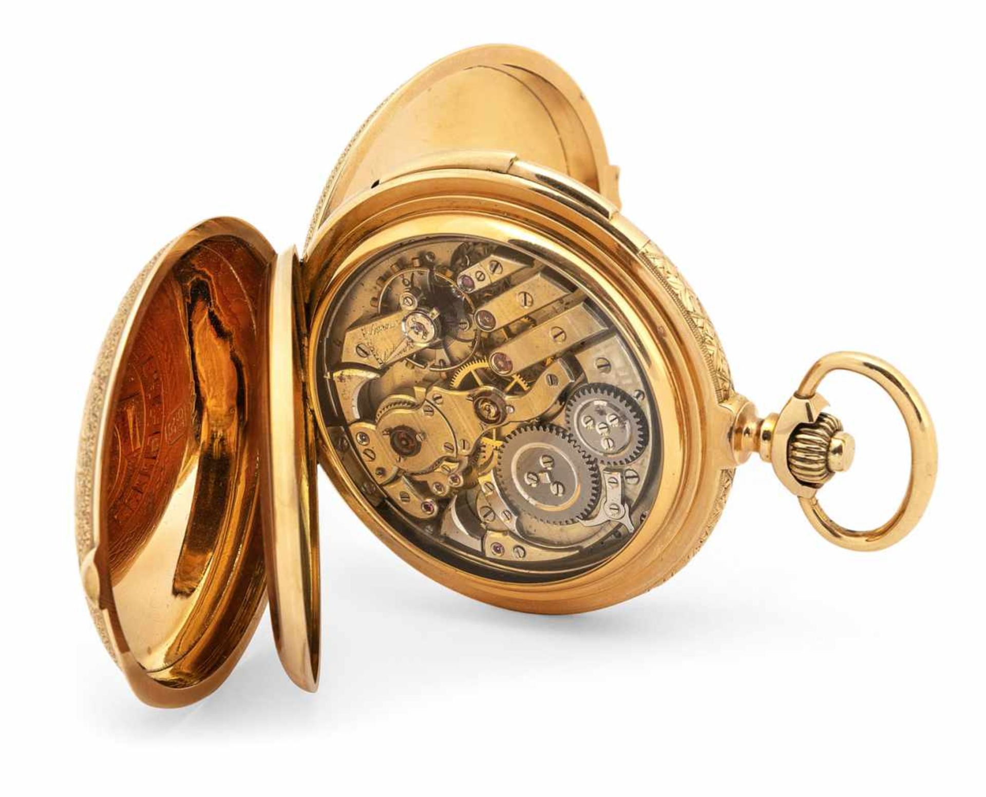 A fine 18ct. gold savonette hunter watch, signed C.J & A. PERRENOUD & CIE. LE LOCLE, N°1195, - Image 2 of 7