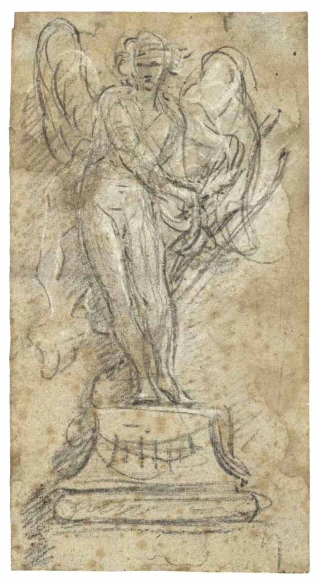 FRAGONARD, JEAN-HONORE (circle, 1732-1806). Study of Cupid with bow and arrow on a socle. Black