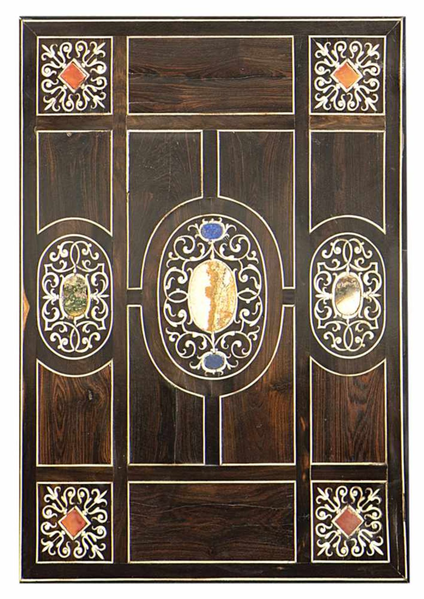 A splendid Baroque gilt-metal mounted rosewood, ebony and ivory marquetried, carneol, lapis lazuli - Bild 7 aus 7