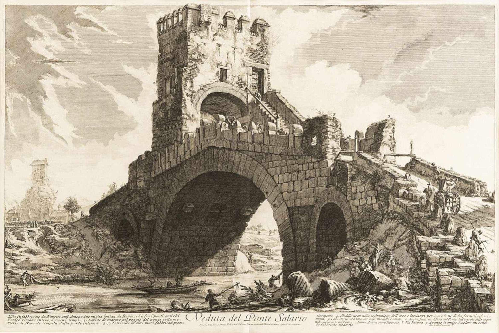 PIRANESI, GIOVANNI BATTISTA (1720-1778). Veduta del Ponte Solario. Etching. Ficacci 918, Focillon