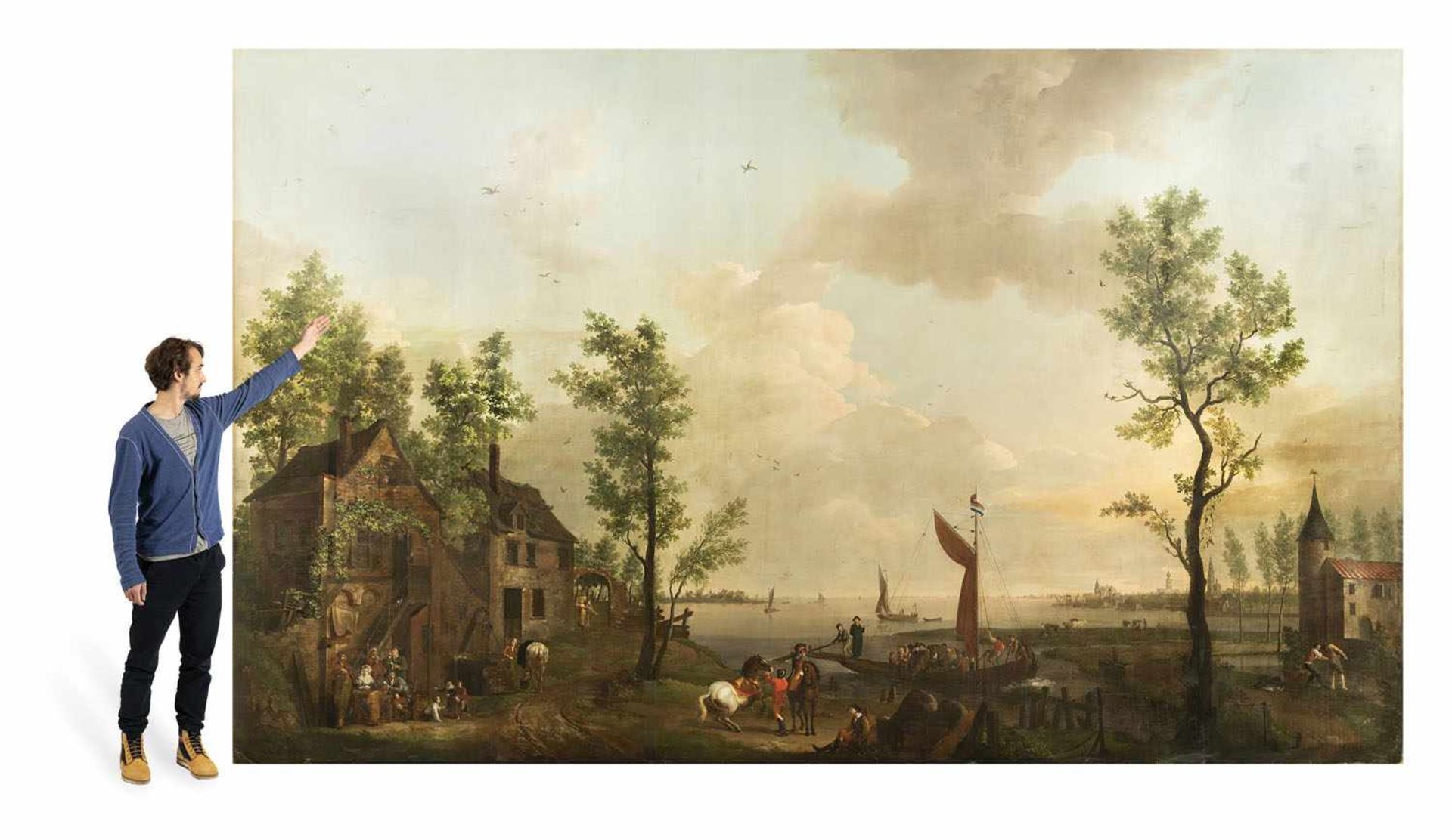 BREE, MATHIEU IGNACE VAN (1773-1839). Panoramic view of River Scheldt with the town silhouette of - Bild 7 aus 7