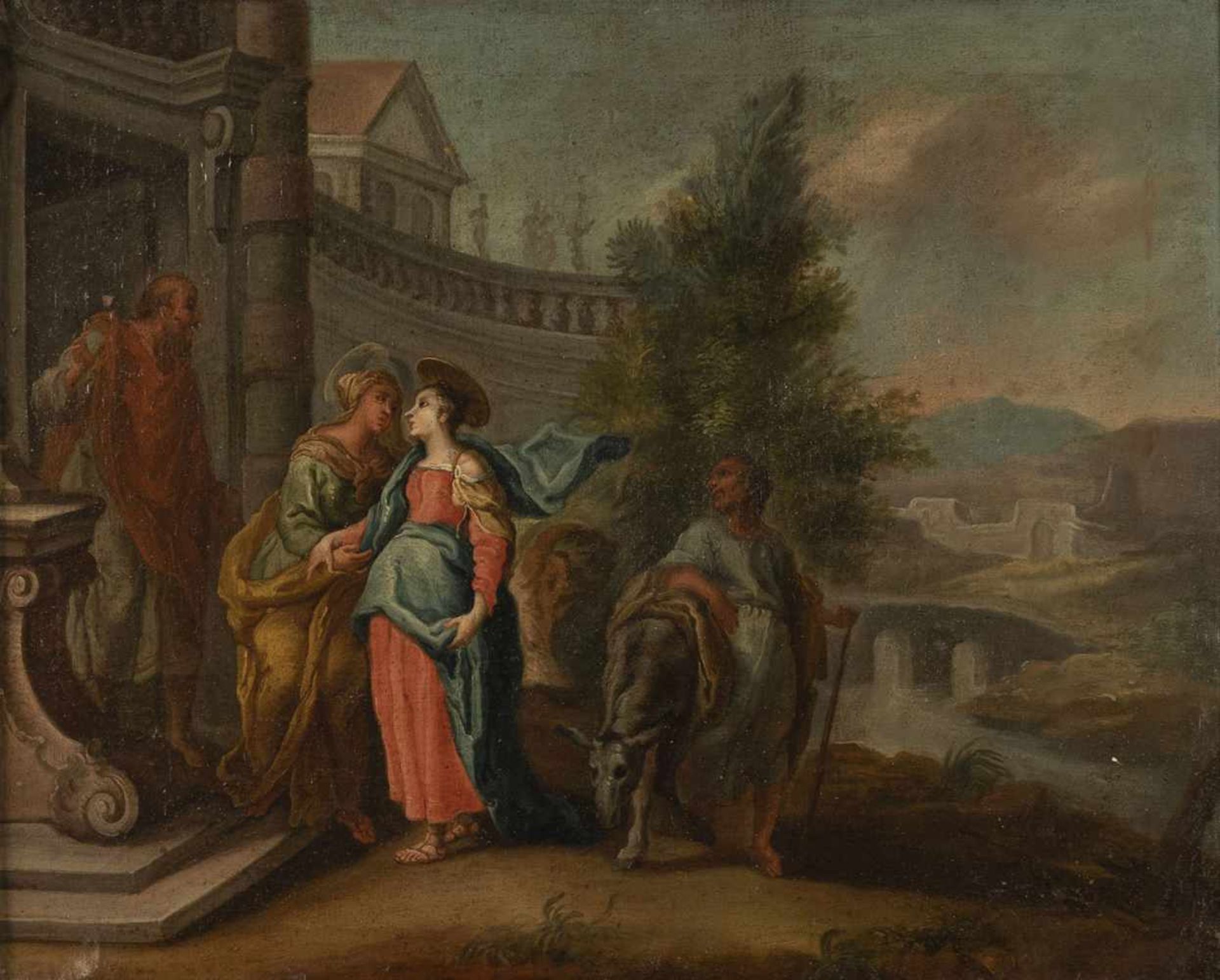 SOUTHERN GERMANY (18th ct.). Visitation of Mary. Christ taking leave of his mother. A pair. Oil/ - Image 2 of 3