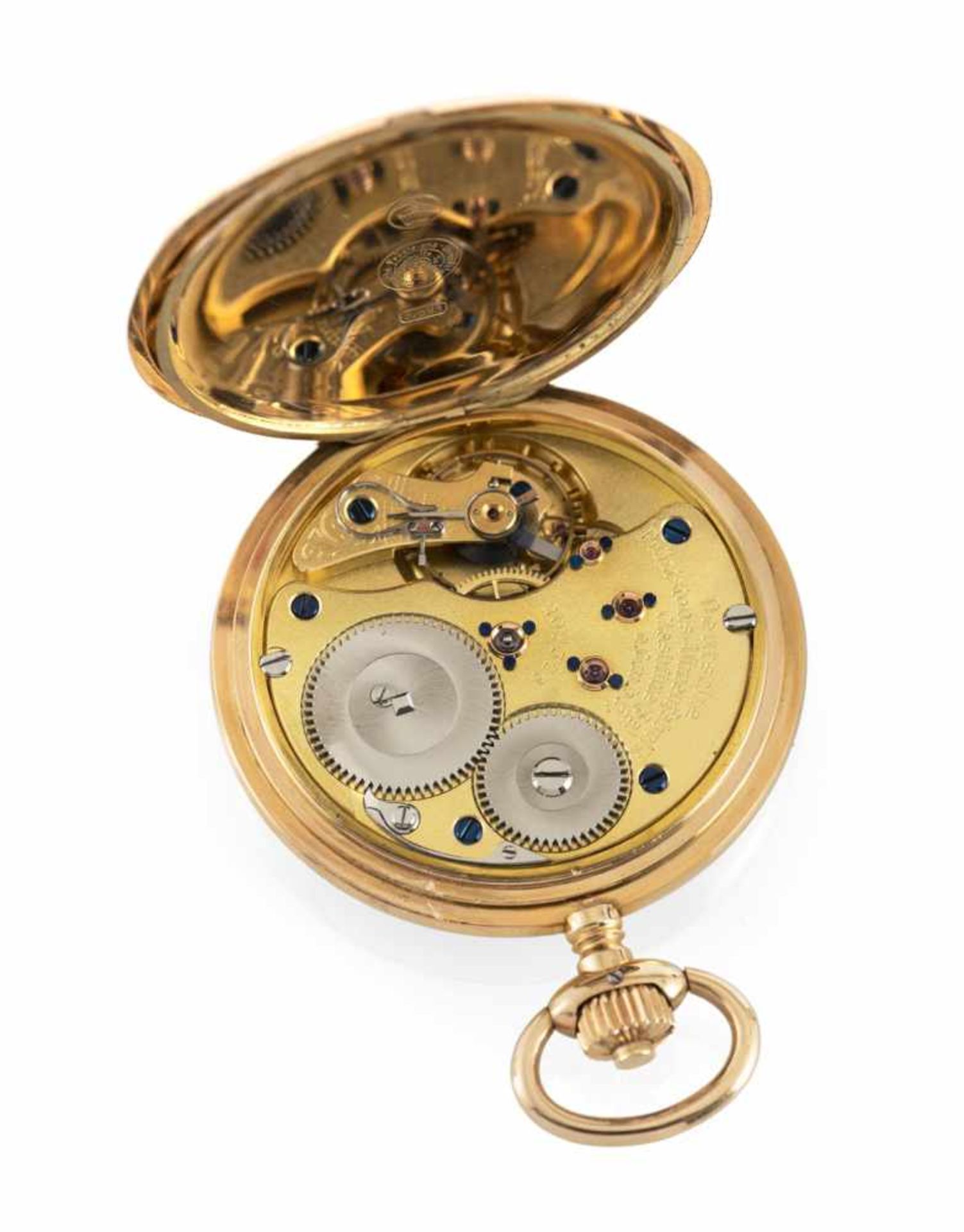 A gold pocket watch, signed Deutsche Präzisionsuhr Original Glashütte (SA), c. 1925. Gilt dial - Image 2 of 2