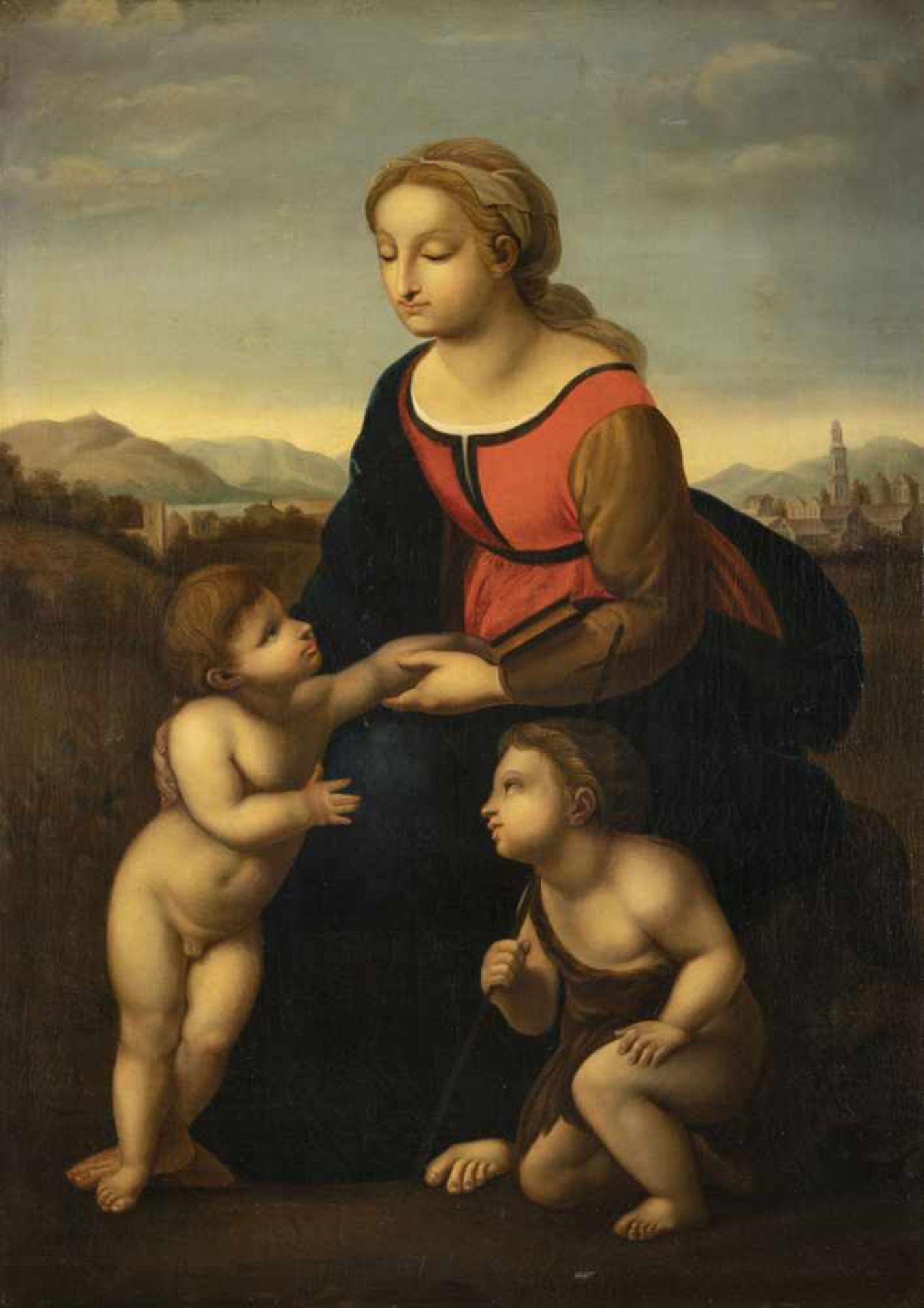 SANZIO, RAFFAELLO (after, 1483-1520). The Virgin with Christ Child and Infant St. John.("The