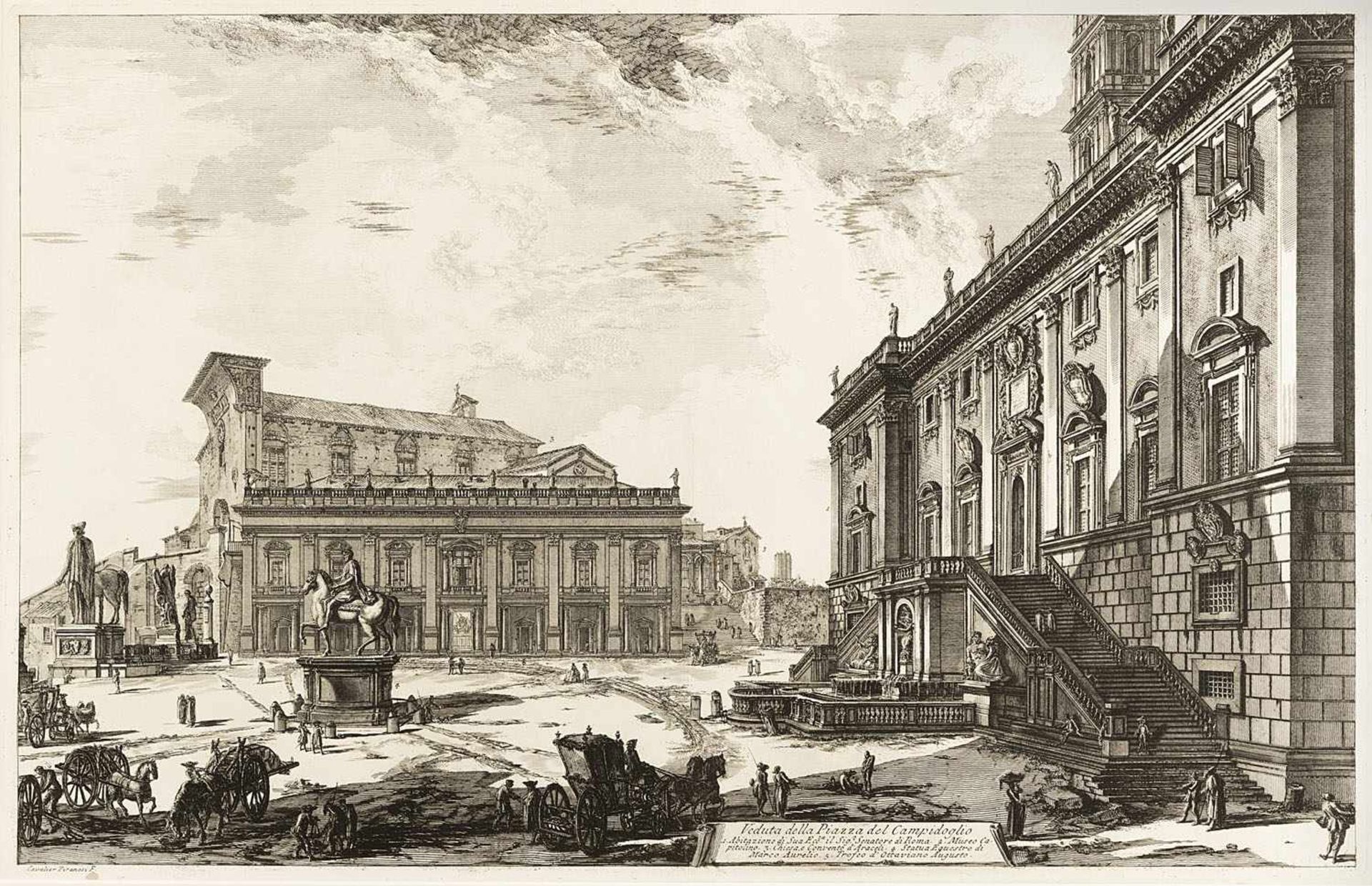 PIRANESI, GIOVANNI BATTISTA (1720-1778). Veduta della Piazza del Camidoglio. Etching. Ficacci 982,