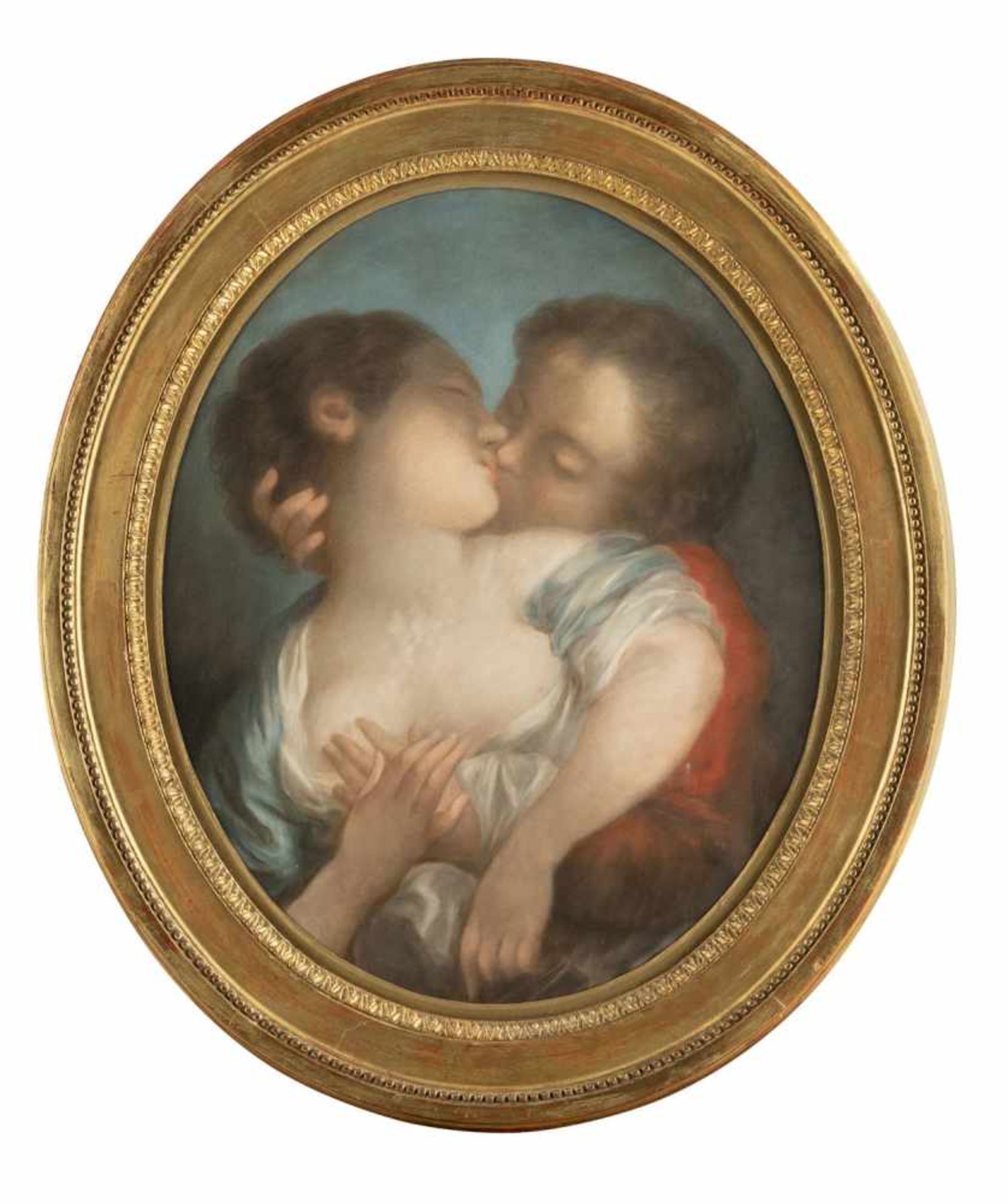 FRAGONARD, JEAN HONORE (after, 1732-1806). Le Baiser. Pastel/paper.