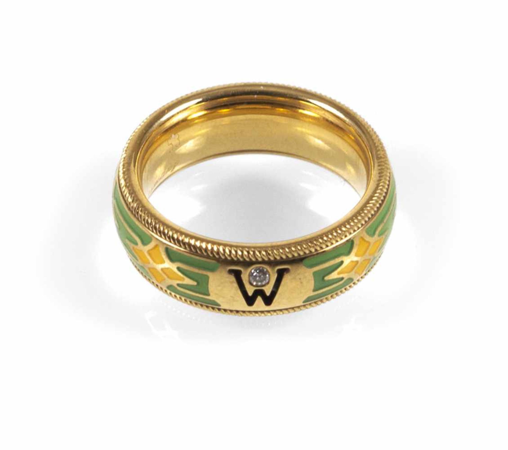 GOLD-EMAILLE-RING, WELLENDORF,