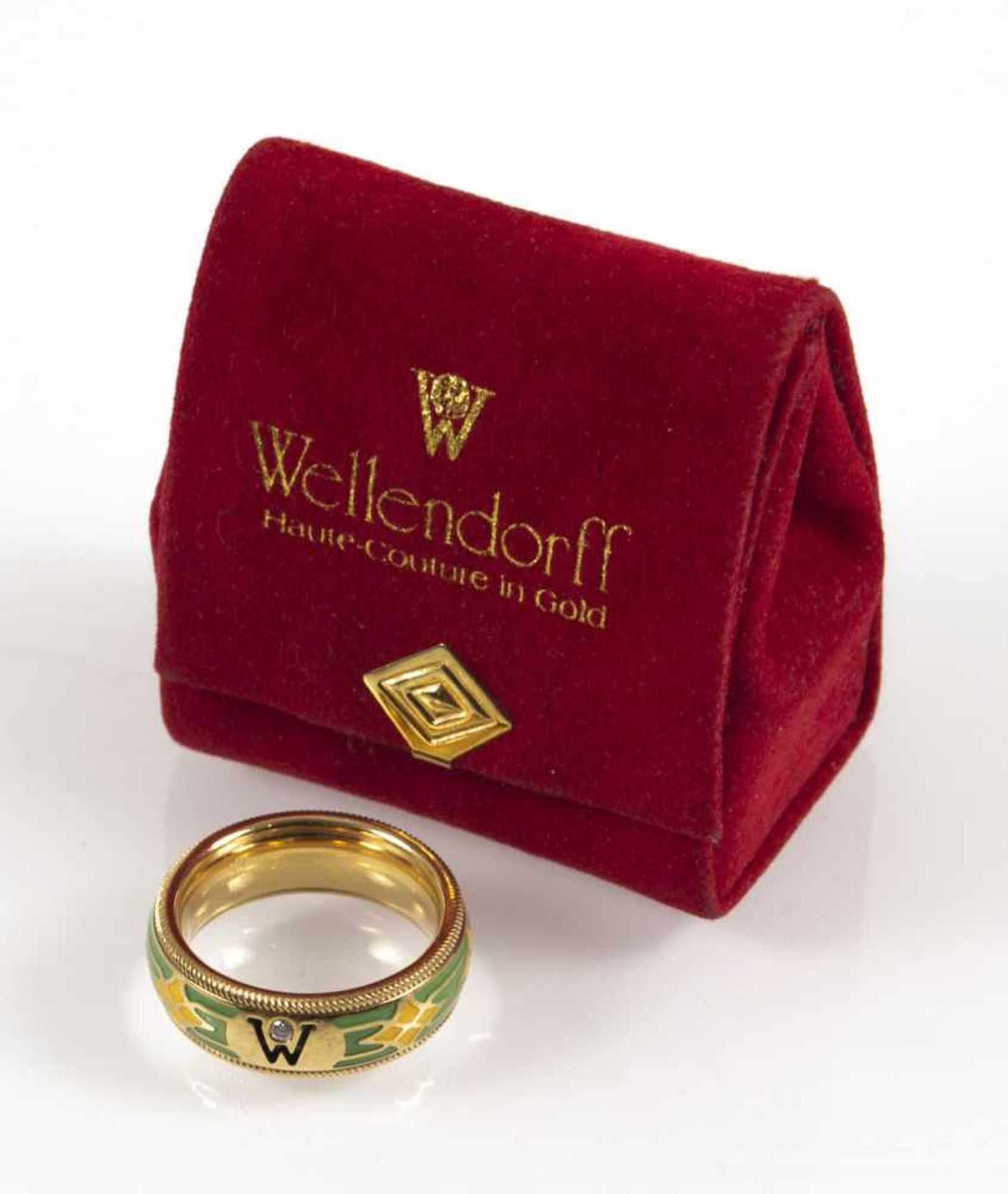 GOLD-EMAILLE-RING, WELLENDORF, - Bild 4 aus 4