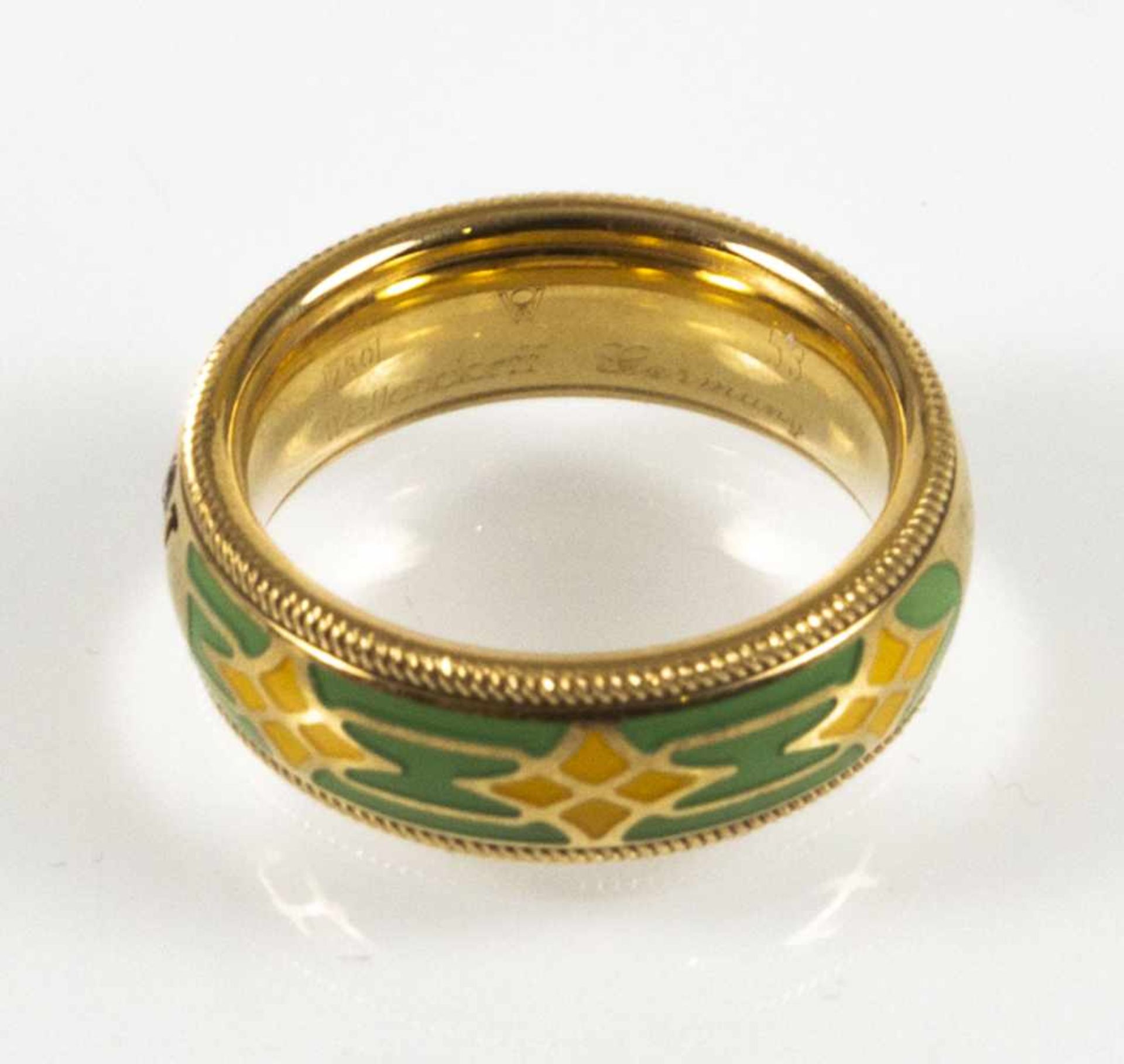 GOLD-EMAILLE-RING, WELLENDORF, - Bild 2 aus 4