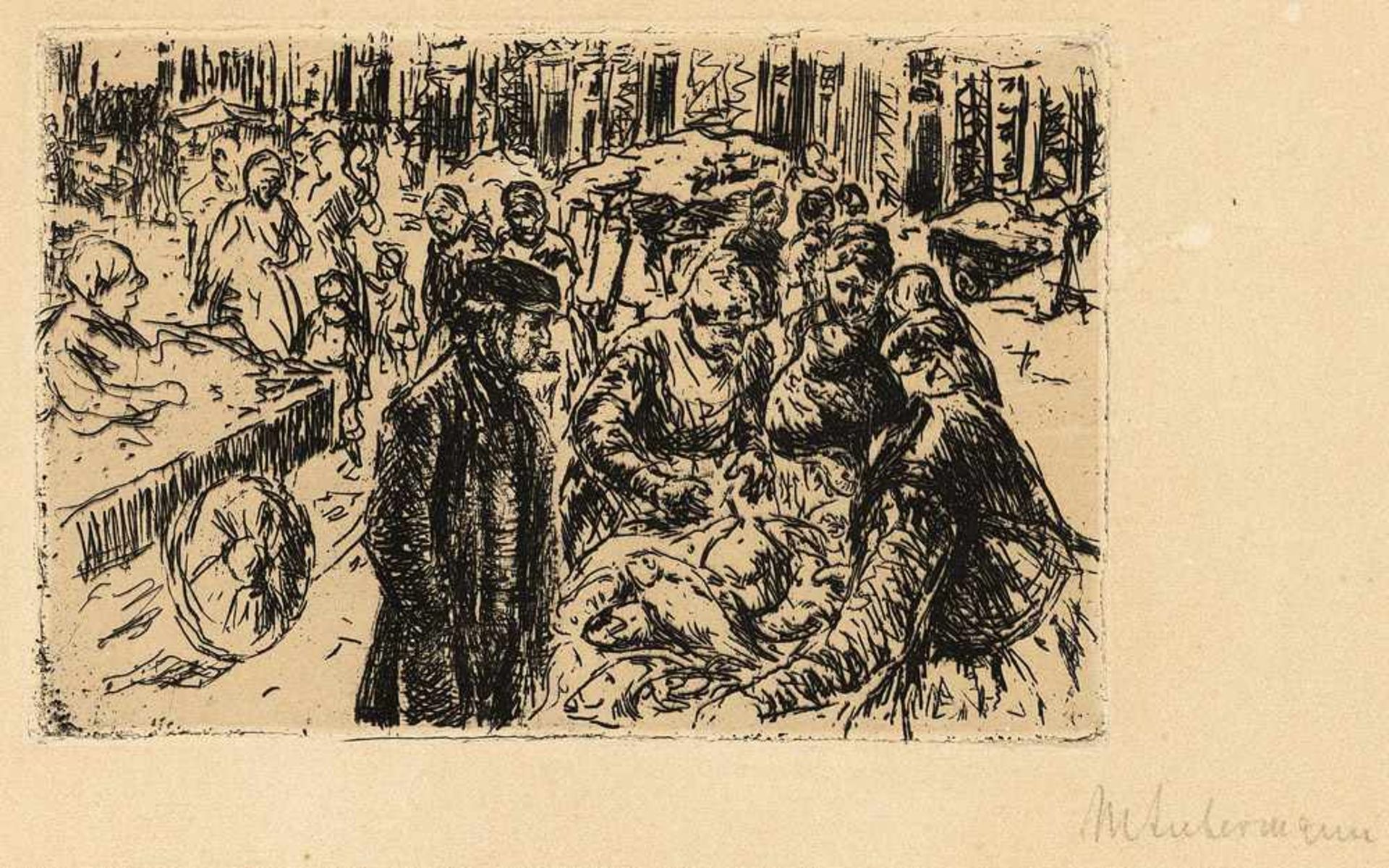 Liebermann, MaxBerlin, 1847 - 19359,9x14,8cm,o.R."Fischmarkt in Amsterdam", 1907. Radie