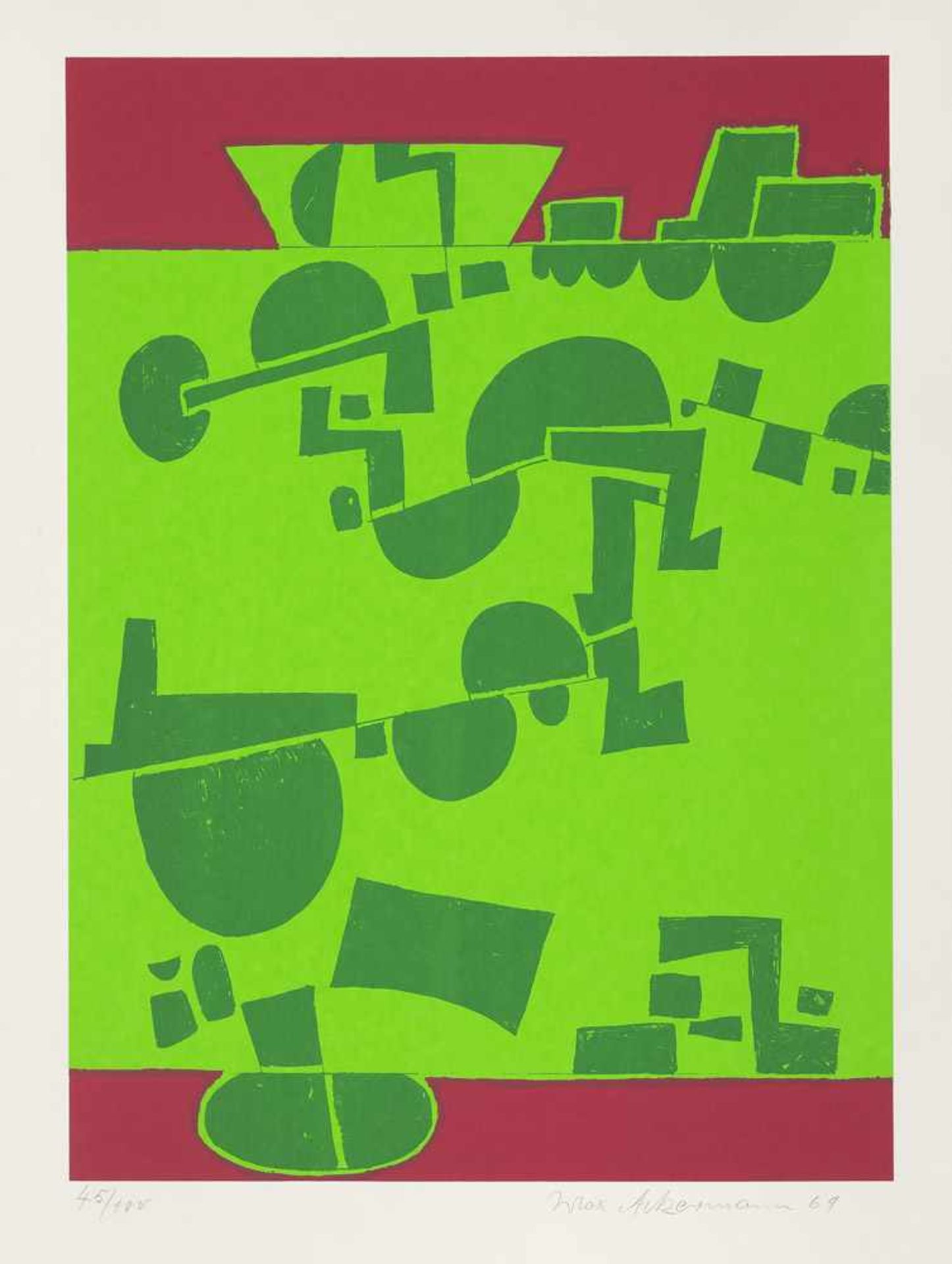 Ackermann, MaxBerlin, 1887 - Unterlengenhardt, 197542,7x31,2cm,o.R.Ohne Titel, 1969. Fa