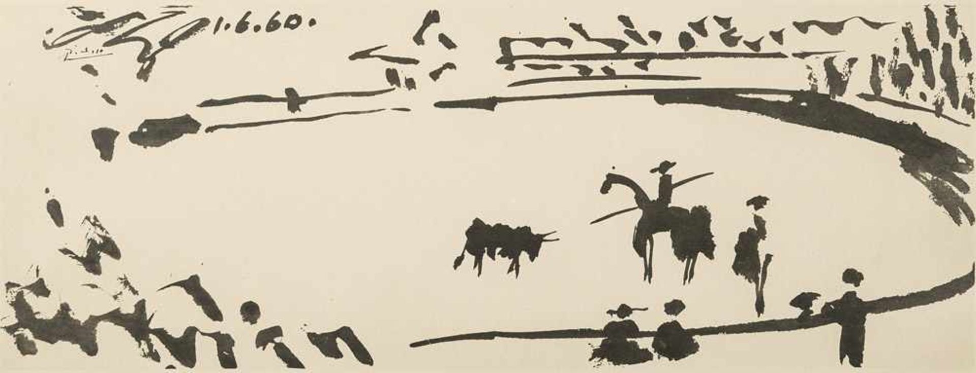 Picasso, PabloMalaga, 1881 - Mougins, 197329 x 75 cm,R.Stierkampf. Lithografie auf Bütt