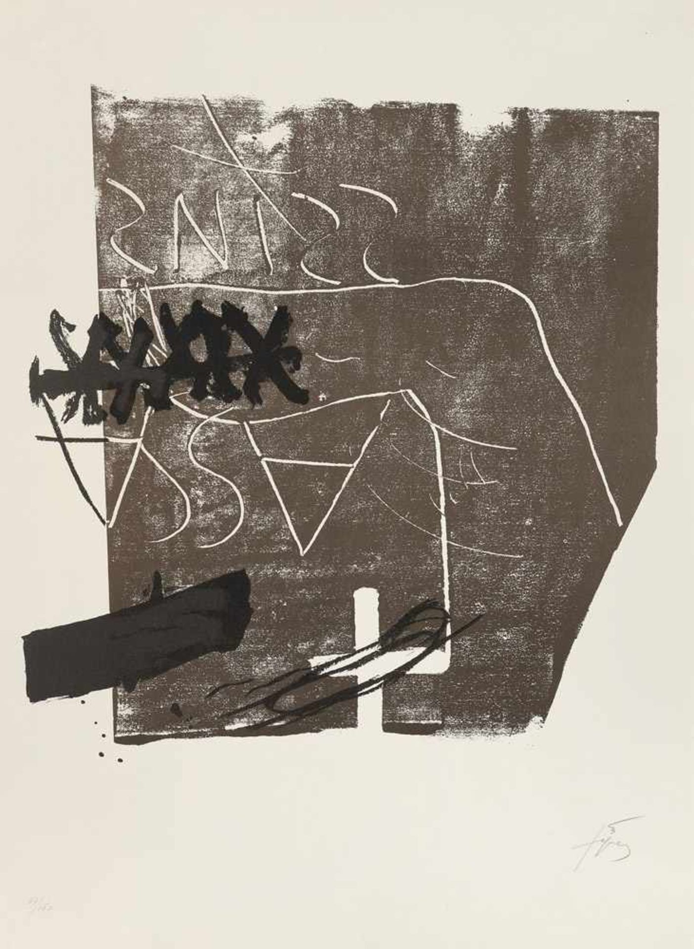Tàpies, AntoniBarcelona, 1923 - 201254,5x52,5cm,o.ROhne Titel (Assassins), 1974. Farbli