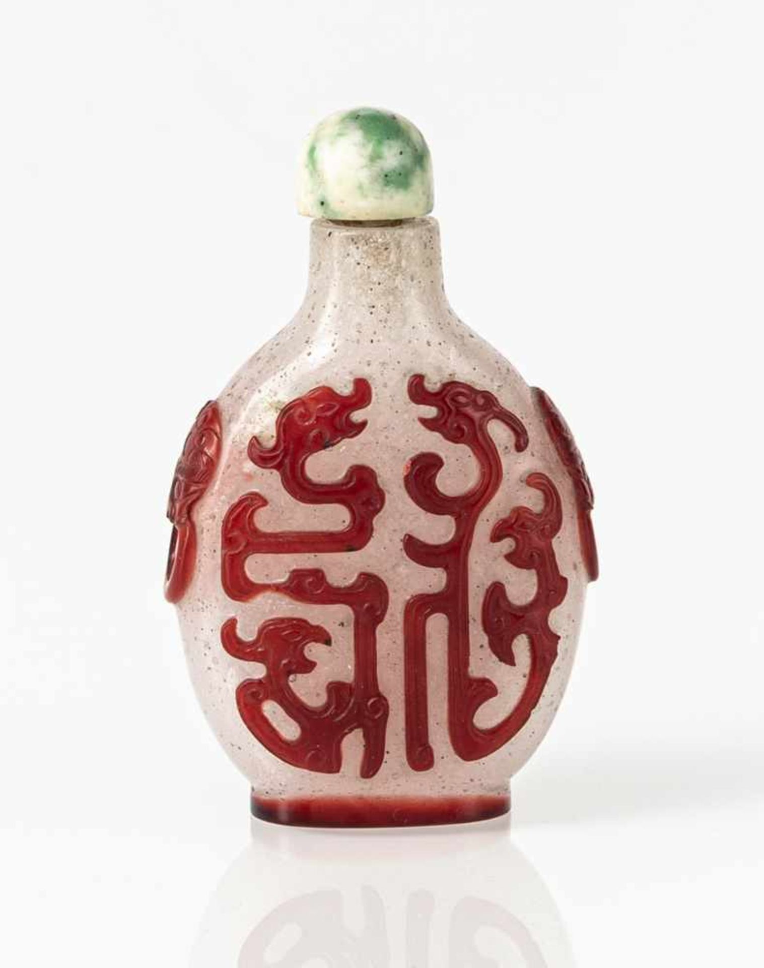 Snuffbottle aus Pekingglas mit rotem Überfang - Bild 2 aus 4