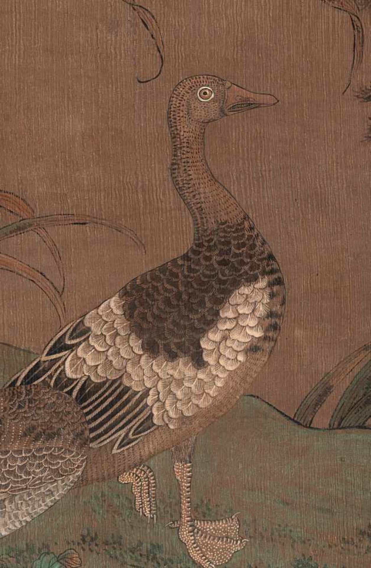 Anonyme Malerei im Ming-Stil mit Gänsen, Bambus und Eisvögel - Image 2 of 3