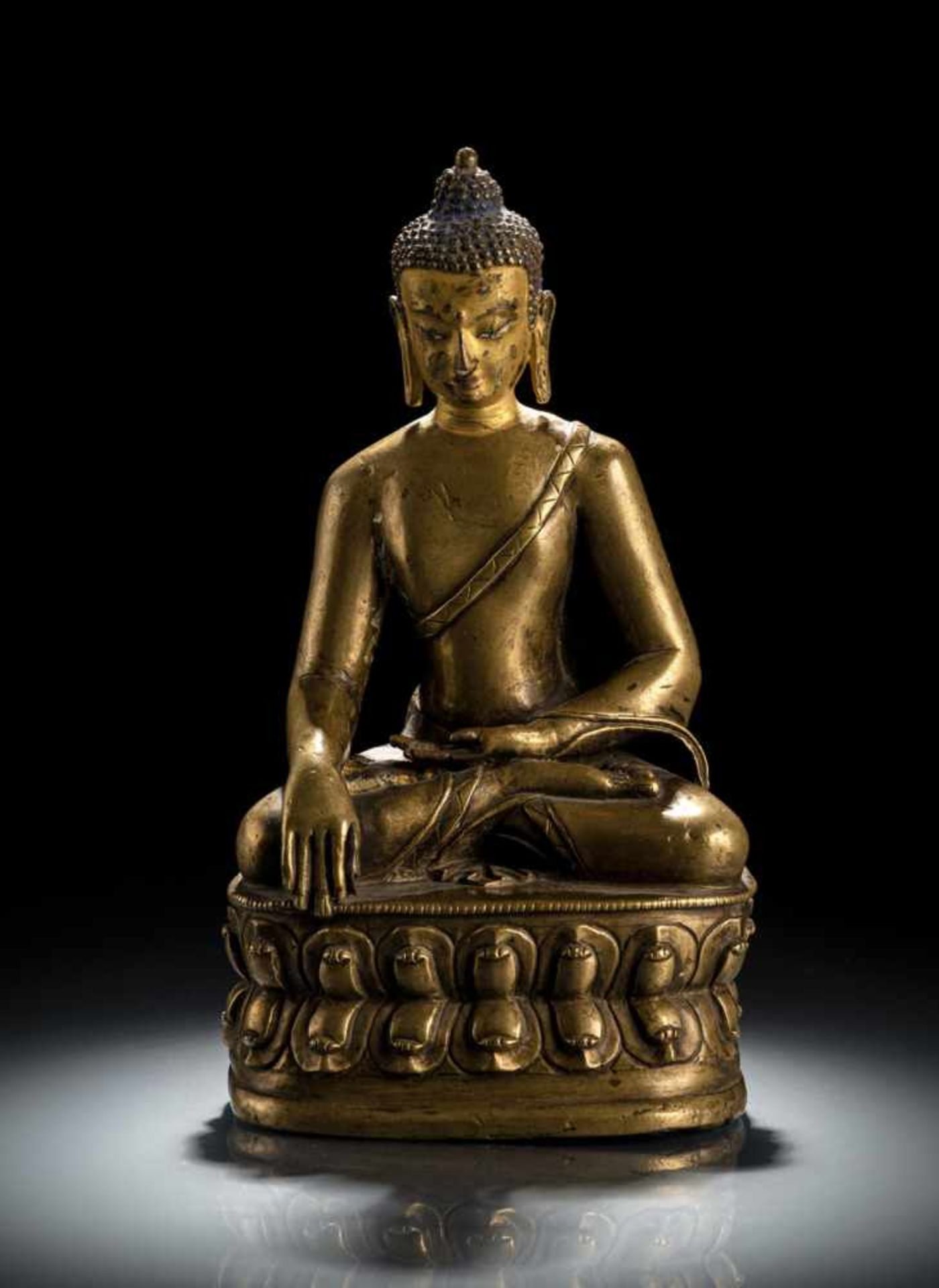 Bronze des Buddha Shakyamuni auf einem Lotos