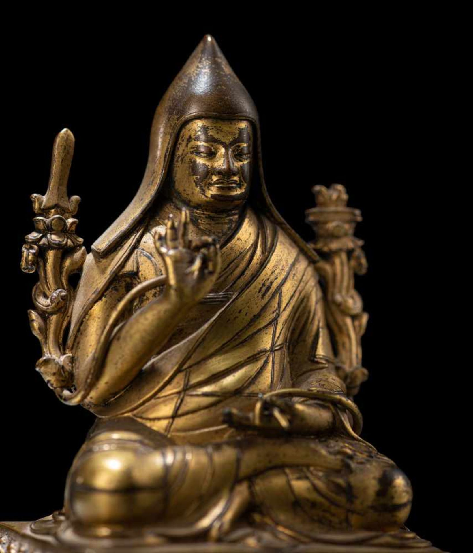 Feuervergoldete Bronze eines Lama auf einem Lotos - Bild 4 aus 8