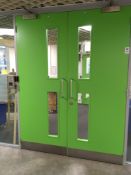 Double part glazed doors with intercom access