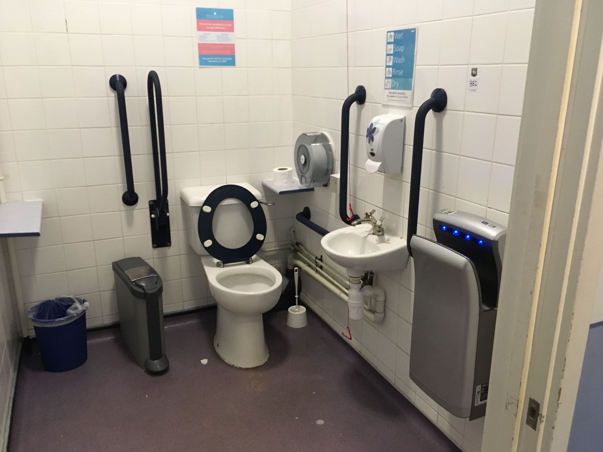 Contents of the disabled toilet, 1 x cubicle, hand drier, mirror, safety rails - Image 3 of 3