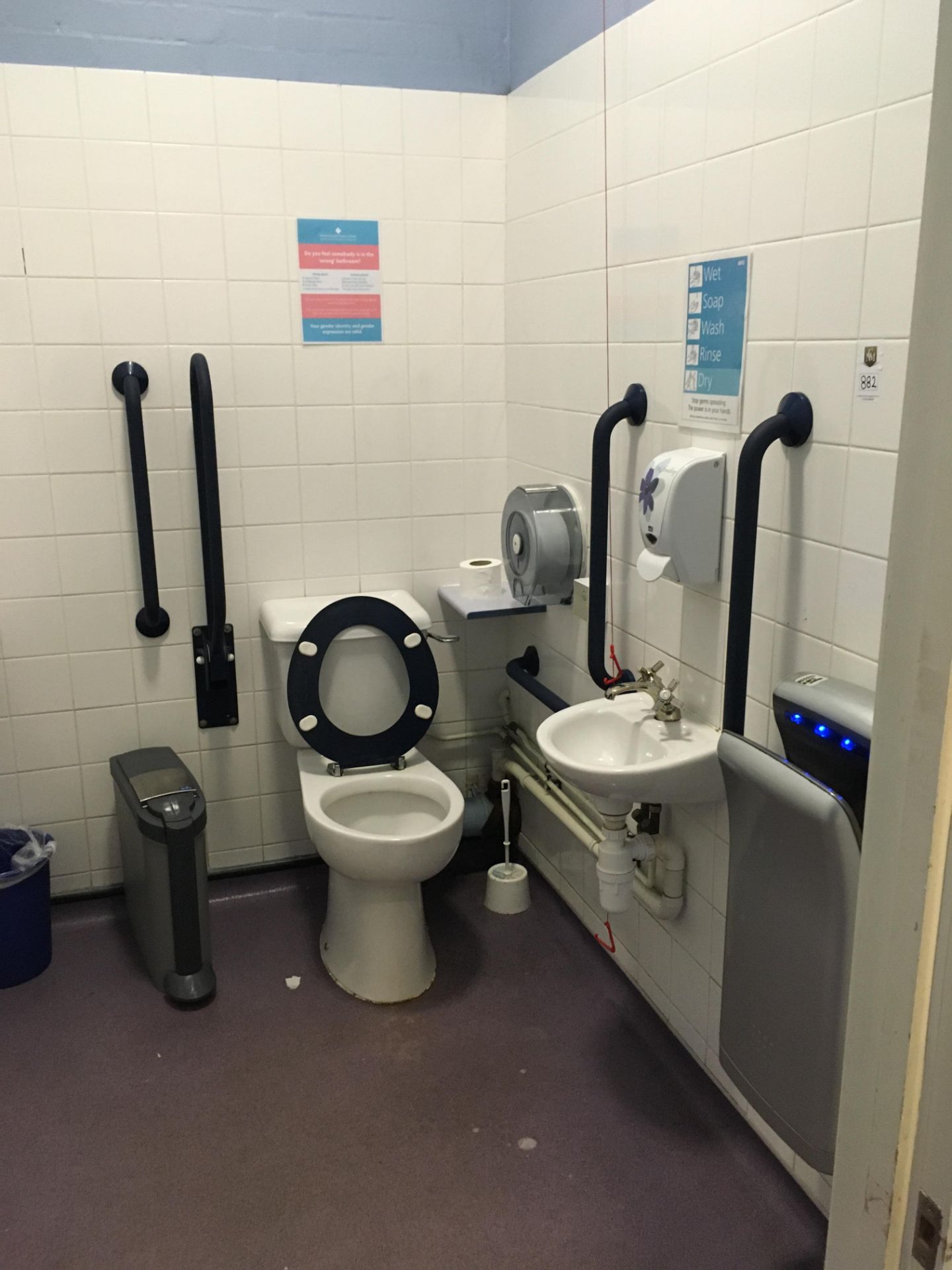 Contents of the disabled toilet, 1 x cubicle, hand drier, mirror, safety rails - Image 2 of 3