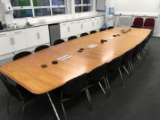 2 piece meeting table set on 5 x chrome legs with integral cable management system 5000 x 170max