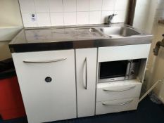 Fitted sink unit with integrated fridge and microwave