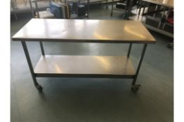 Stainless Steel Prep Table On Casters