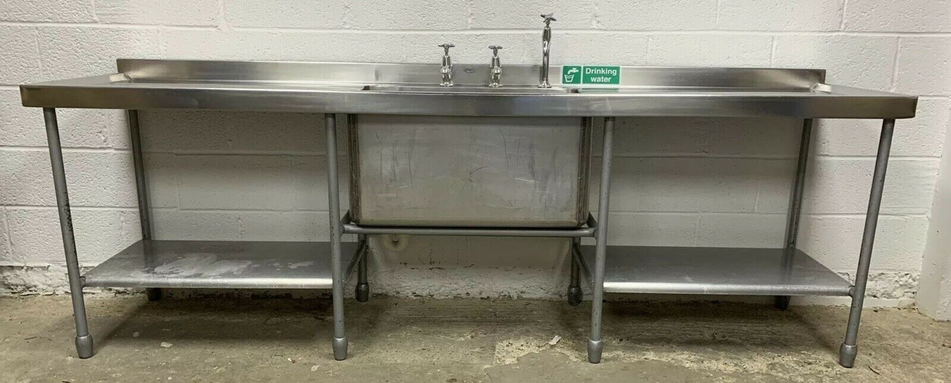 Stainless Steel Deep Single Bowl Sink with Double Drainer and Upstand