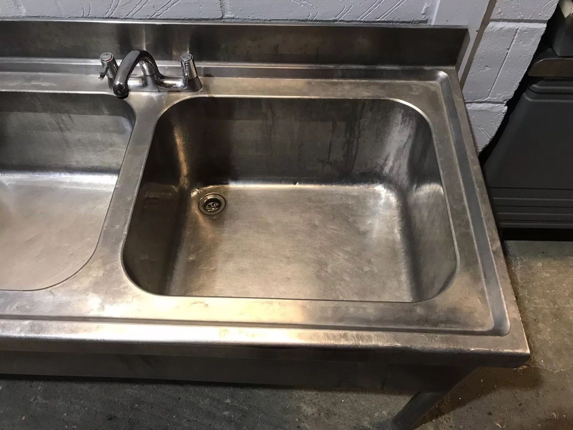 Stainless Steel Double Bowl Sink with Lefthand Drainer Upstand and Shelf - Image 4 of 6
