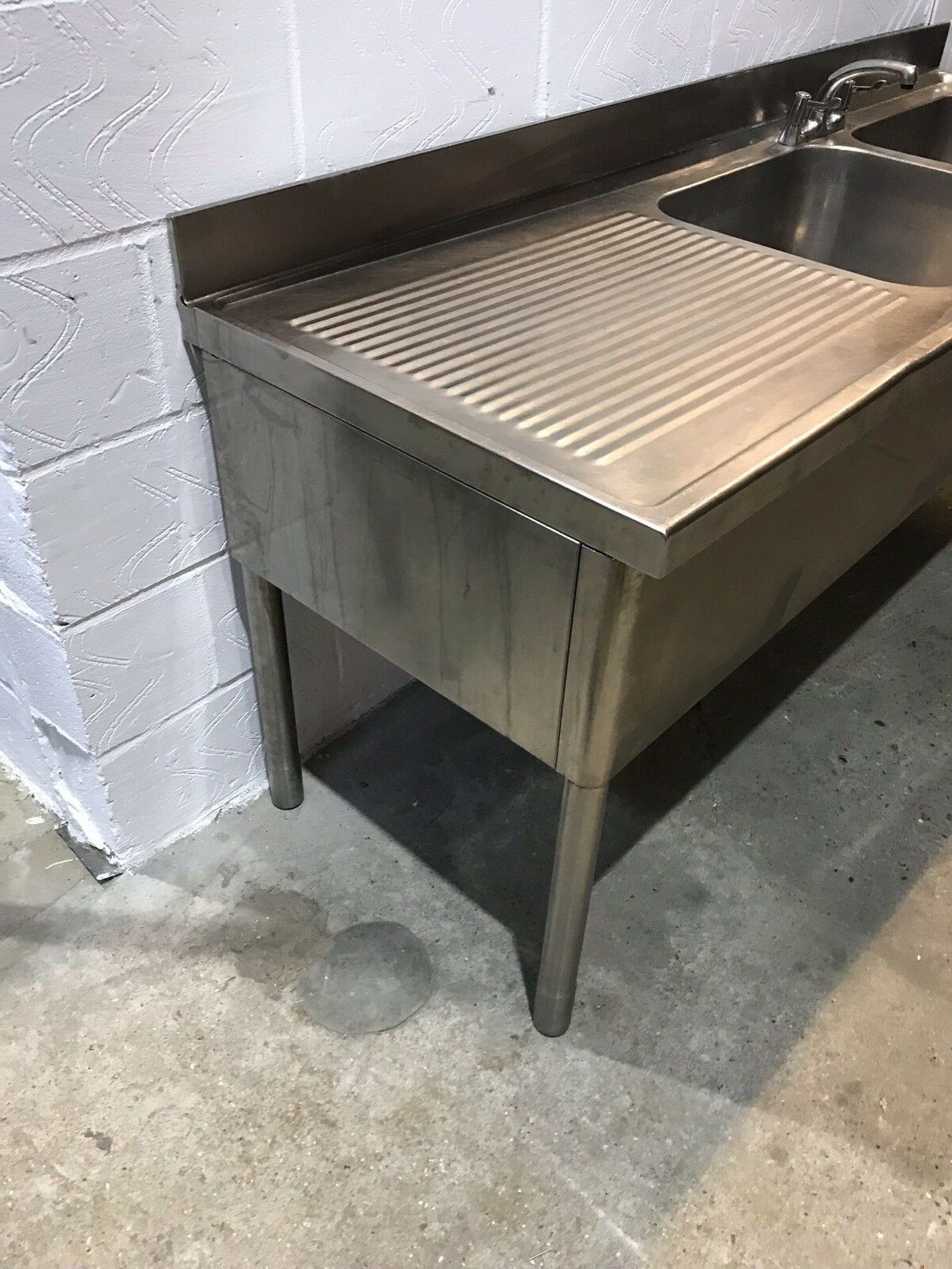 Stainless Steel Double Bowl Sink with Lefthand Drainer Upstand and Shelf - Image 2 of 6