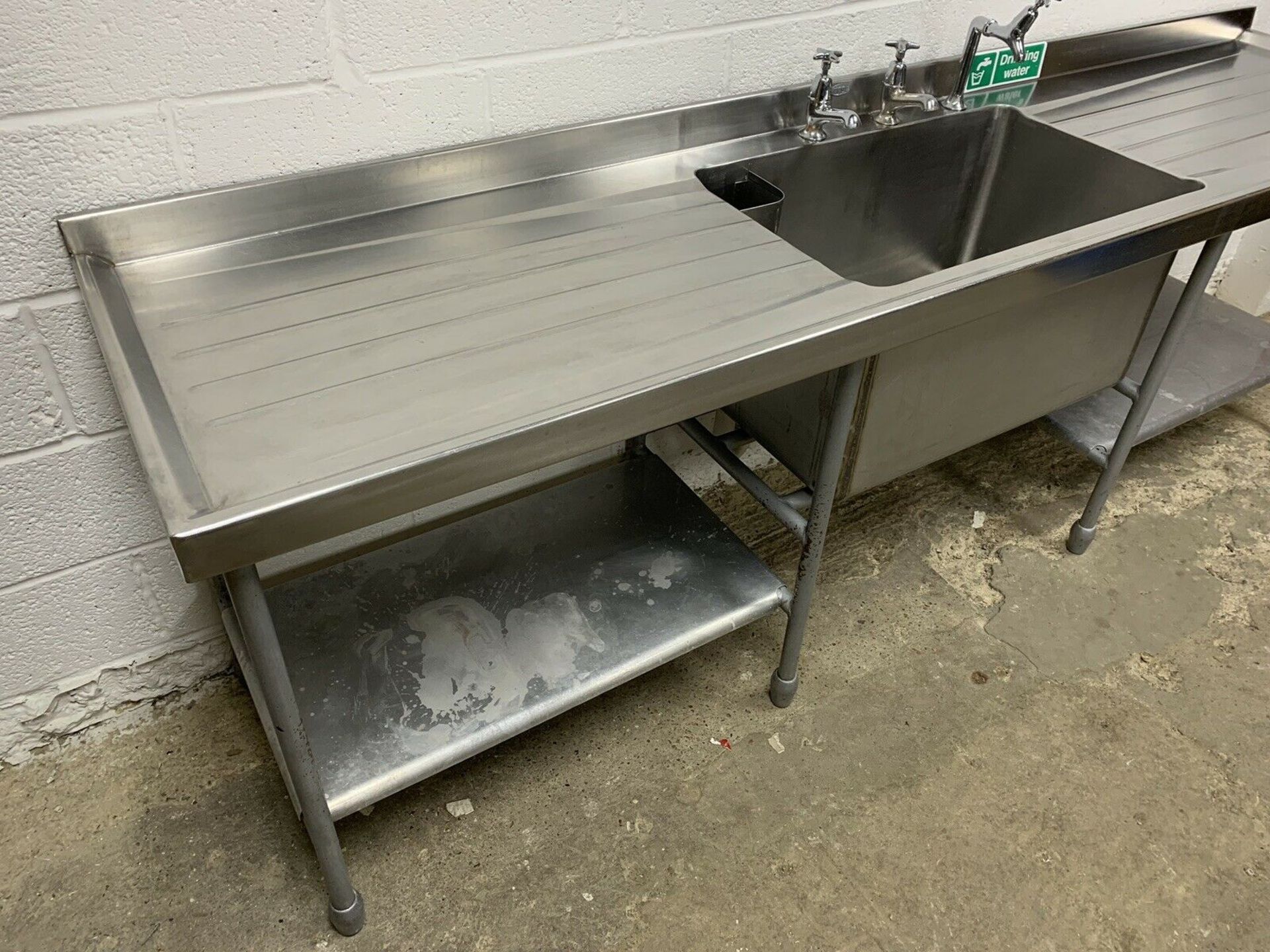 Stainless Steel Deep Single Bowl Sink with Double Drainer and Upstand - Image 2 of 5