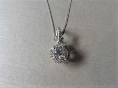 1Ct Diamond Set Pendant In 18Ct White Gold.