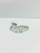 1Ct Brilliant Cut Solitaire Natural Diamond Set In Platinum 4 Claws Design Setting,