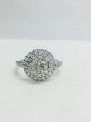 Platinum Double Halo Style Ring1.40Ct Total Diamond Weight,