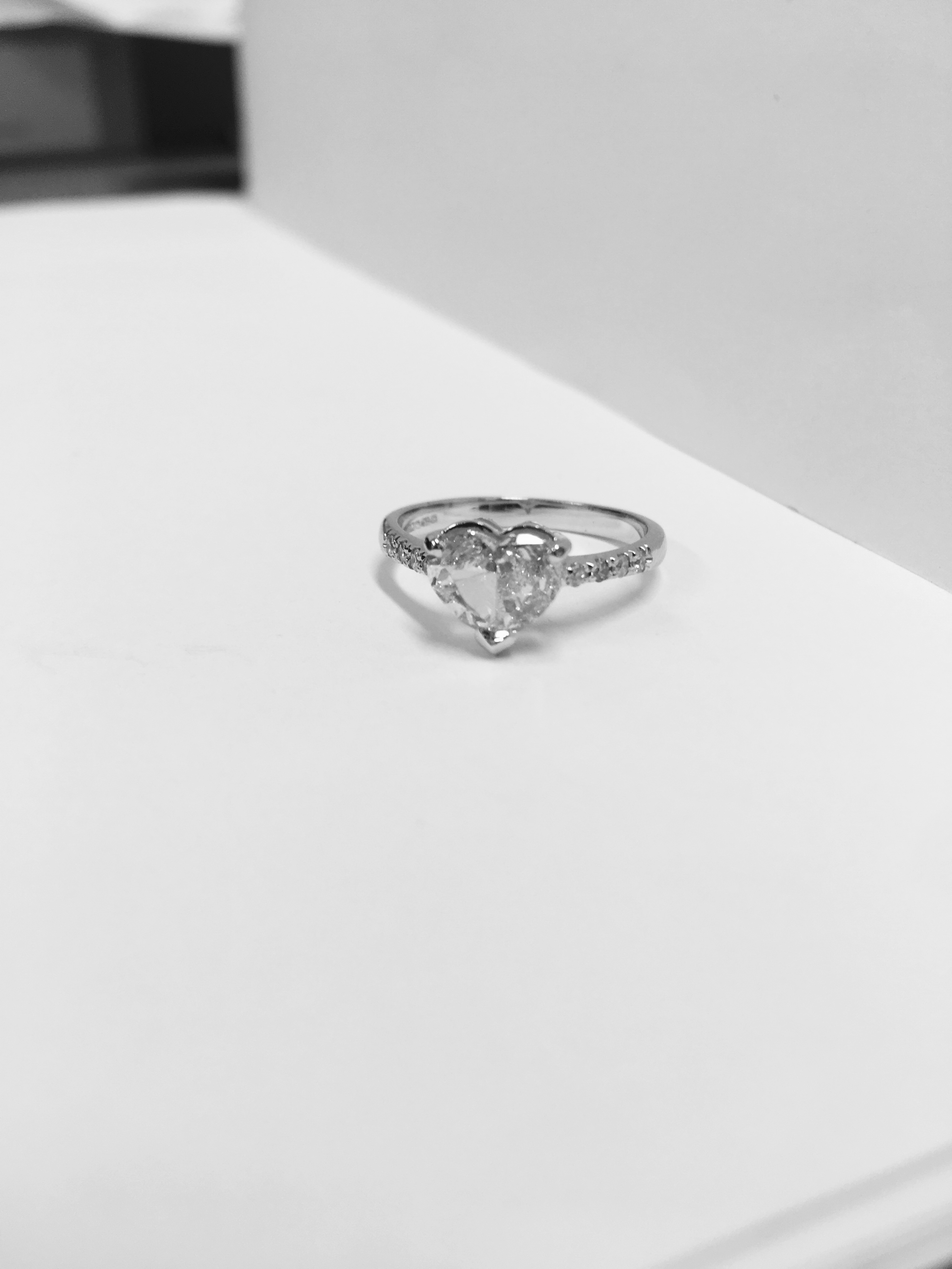 1Ct Heart Shape Diamond Solitaire Ring, - Image 5 of 6