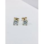 1.00Ct Diamond Solitaire Earrings Set In 18Ct Yellow Gold.