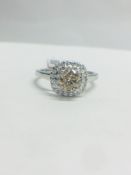 Platinum Halo Shape Diamond Cluster Ring In A Modern Style 1Ct Total Diamond Weight,