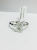 1Ct Radiant Cut Diamond Solitaire Platinum Ring,