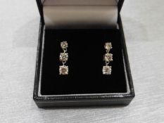 1.20Ct Diamond Trilogy Drop Earrings.