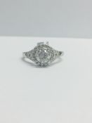1Ct Diamond Solitaire Ring,Platinum Halo Style Setting