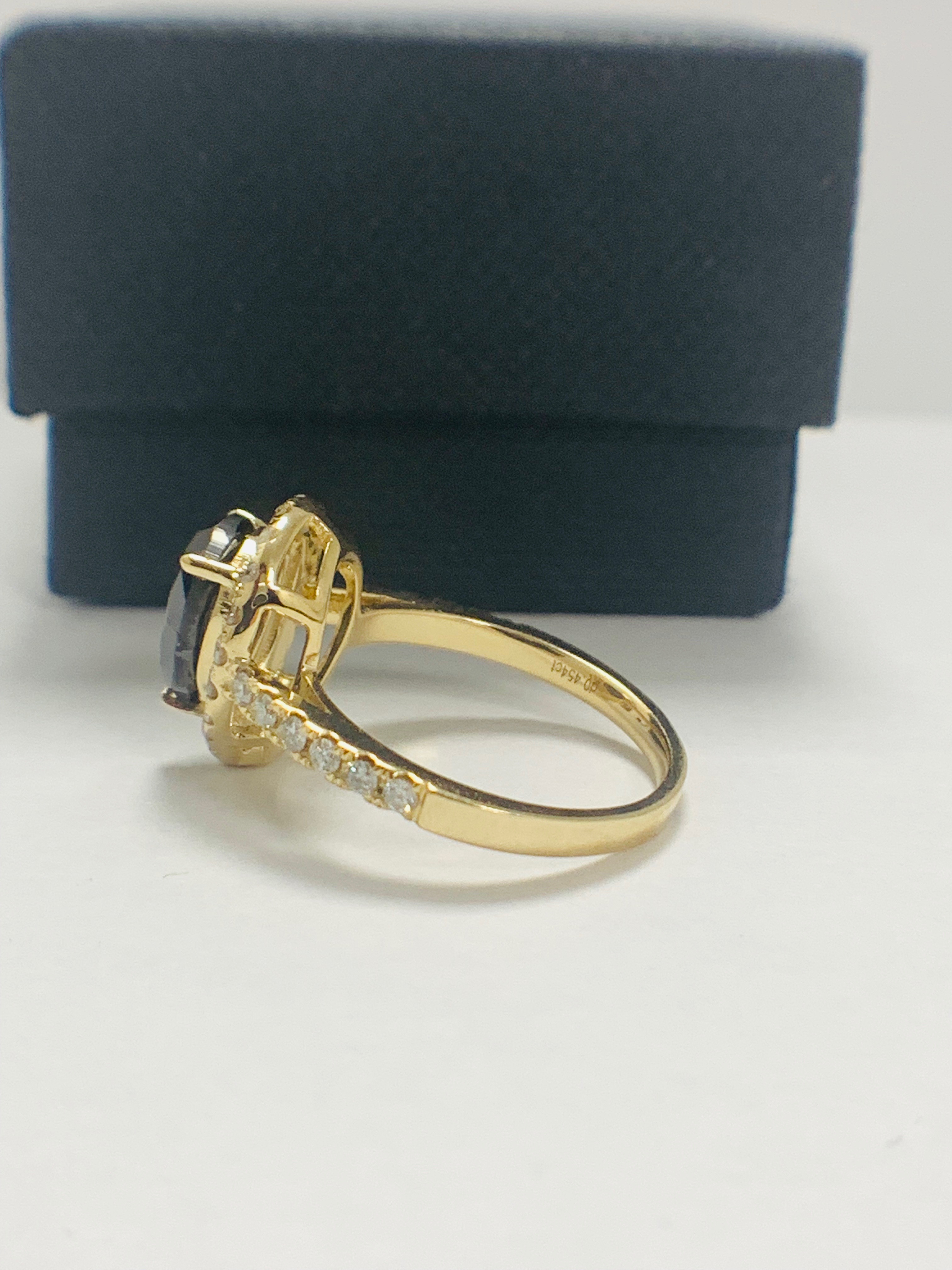 14ct Yellow Gold Diamond ring featuring centre, pear cut, black Diamond (2.13ct) - Image 7 of 7