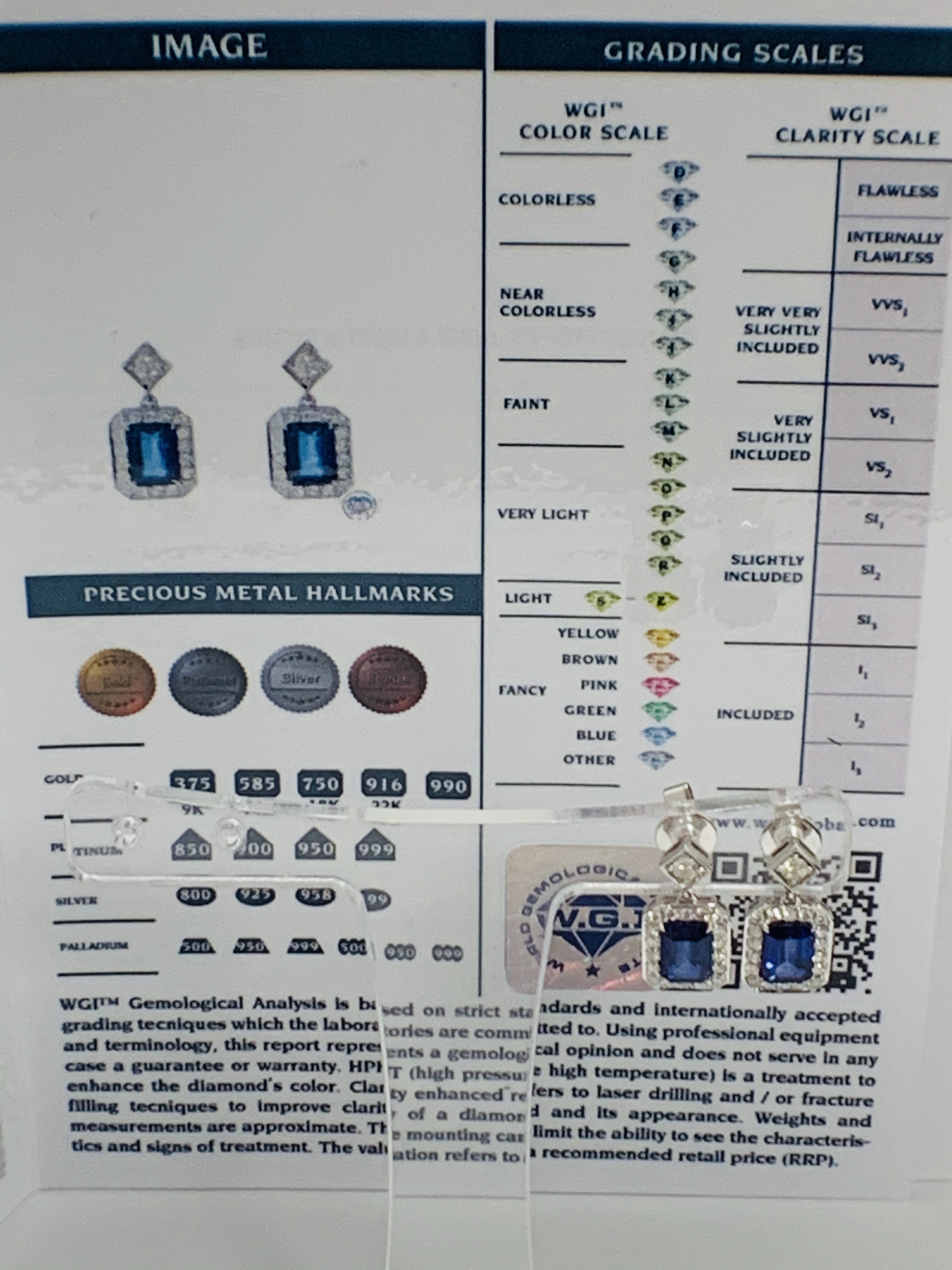 14ct White Gold Sapphire and Diamond drop earrings featuring, emerald cut, vivid blue Sapphires (2.1 - Image 11 of 15