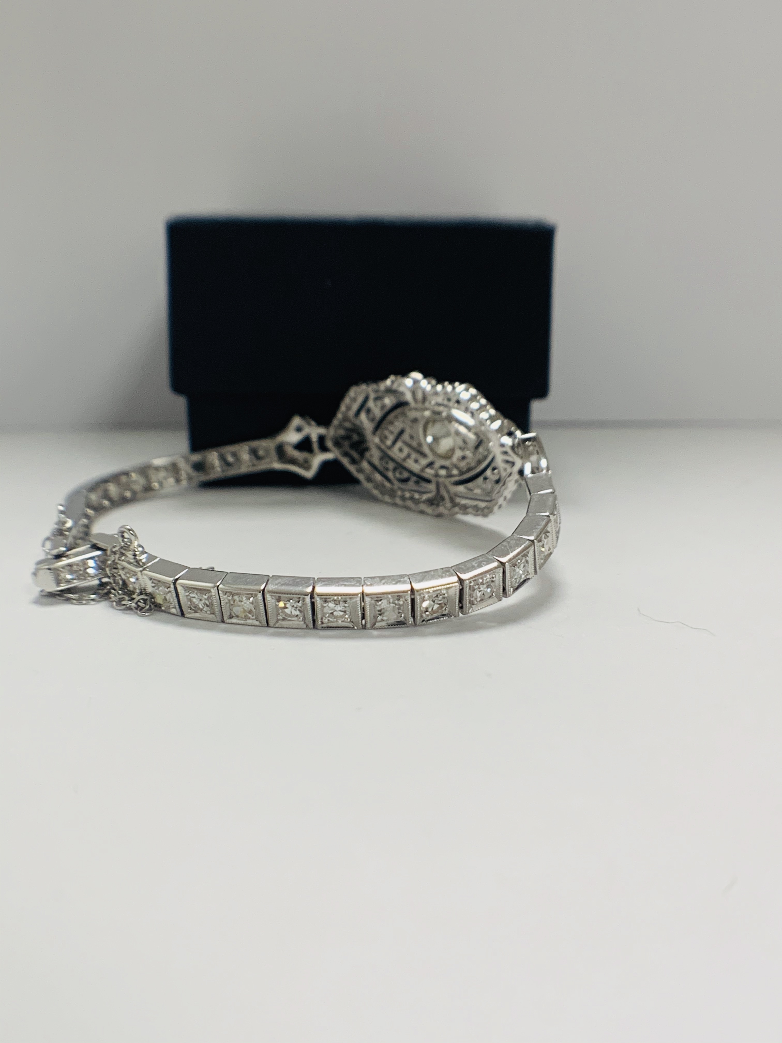 Platinum Diamond bracelet featuring, one round brilliant cut Diamond (0.43ct), with 49 round brillia - Image 7 of 16