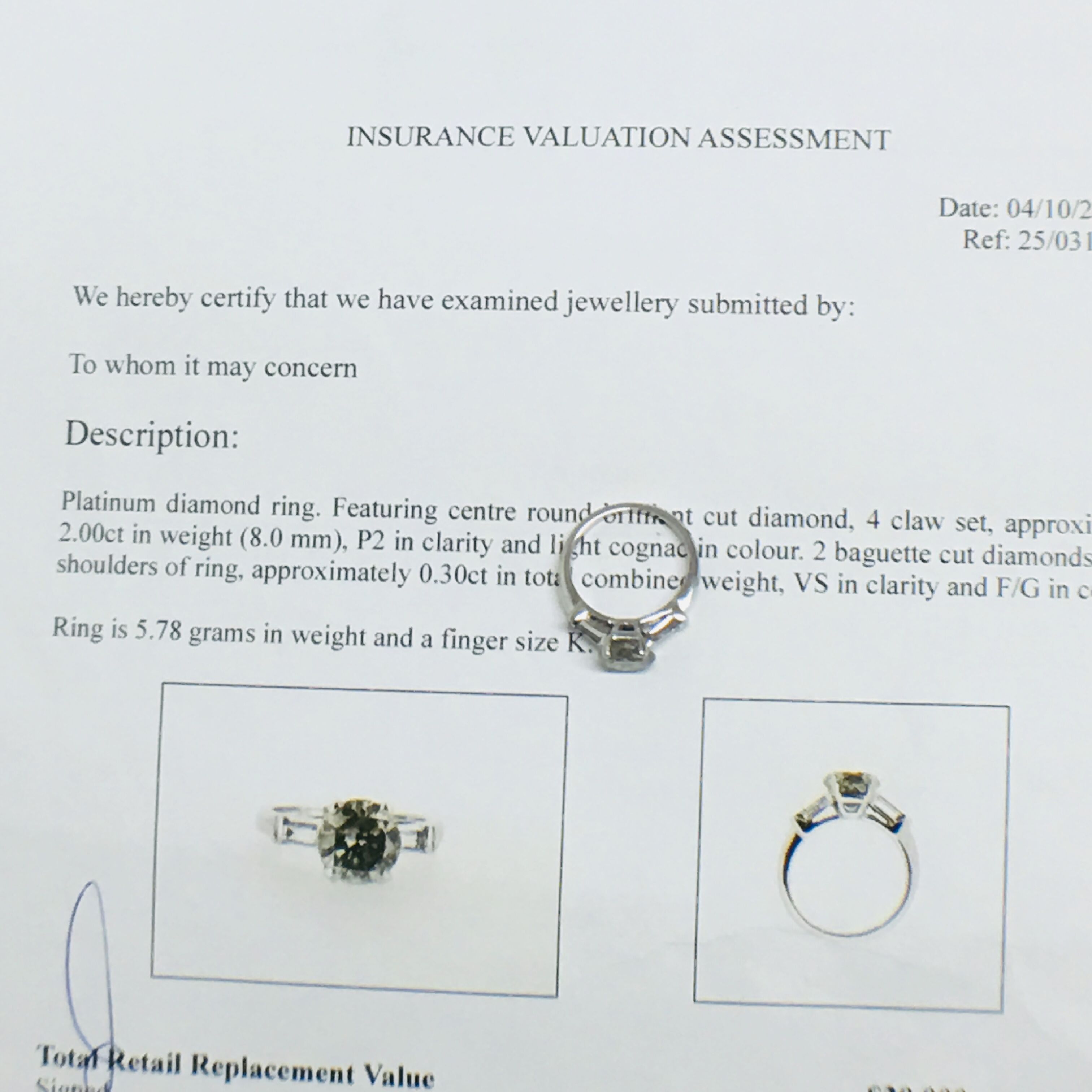 platinum diamond ring featuring - Image 12 of 12