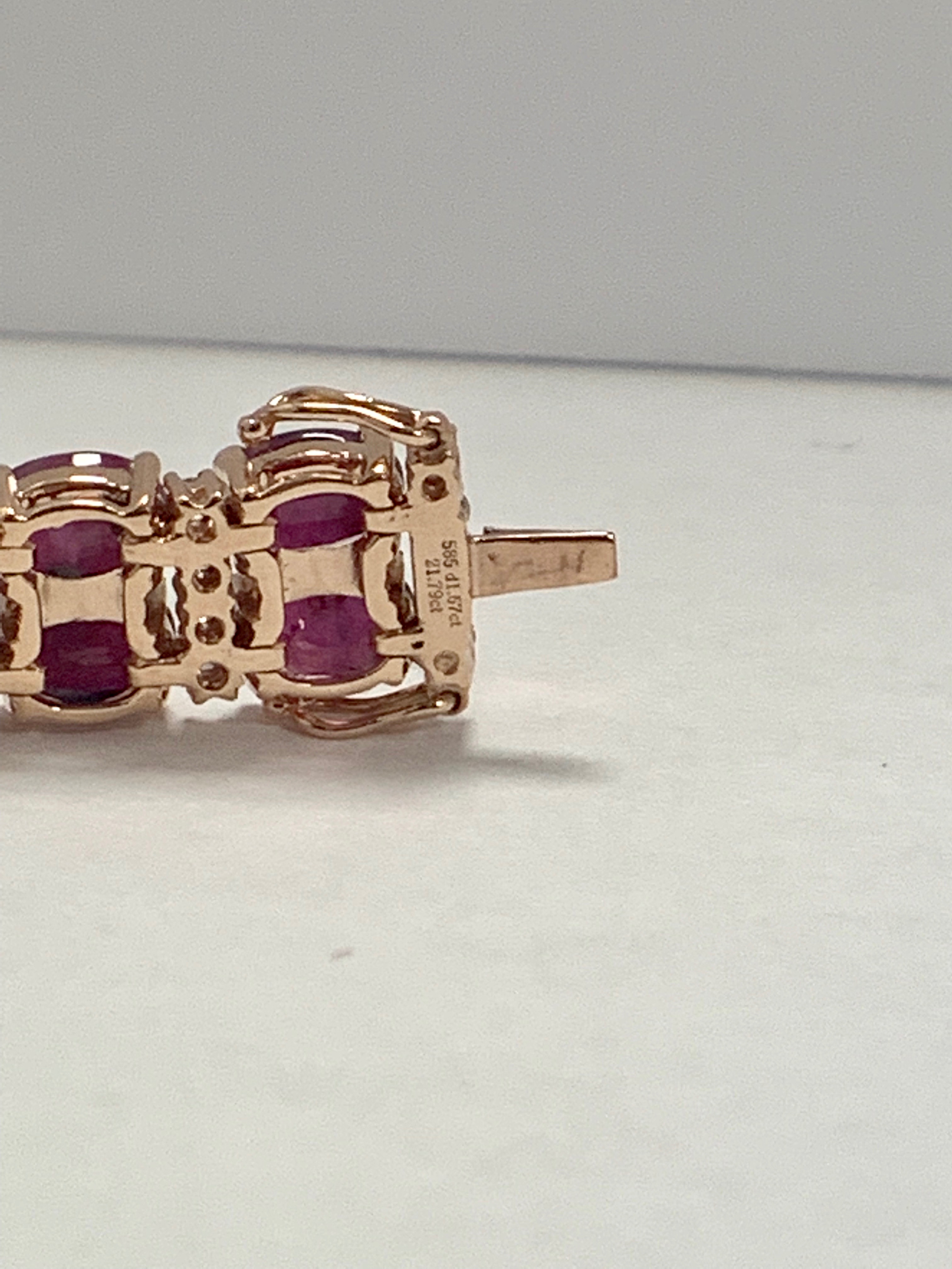 14ct Rose Gold Ruby and Diamond double row bracelet - Image 10 of 16