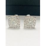 18ct White Gold Diamond earrings featuring centre, 2 round brilliant cut Diamonds (1.39ct)