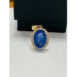 18ct yellow gold tanzanite & diamond drop pendant tsw.