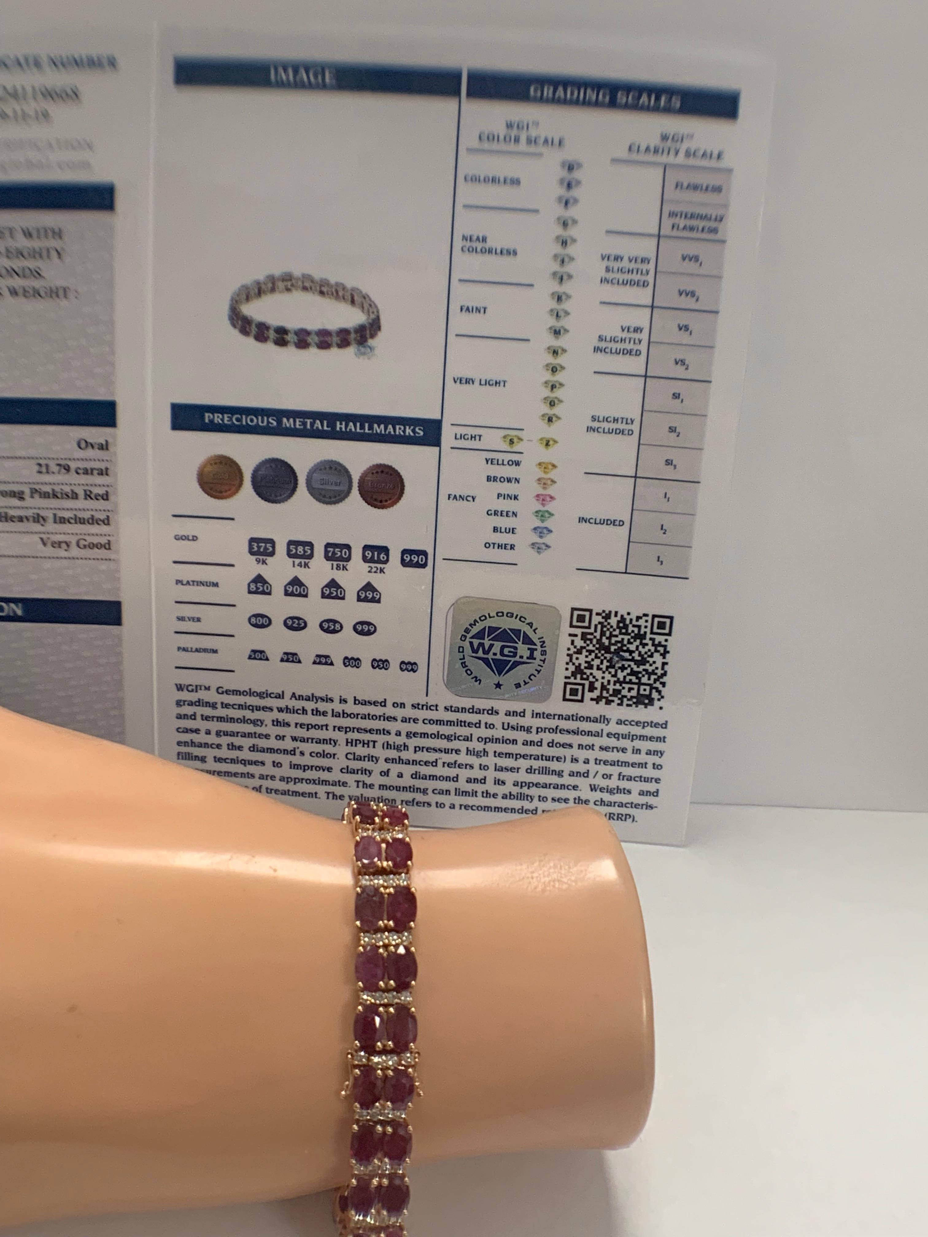 14ct Rose Gold Ruby and Diamond double row bracelet - Image 15 of 16